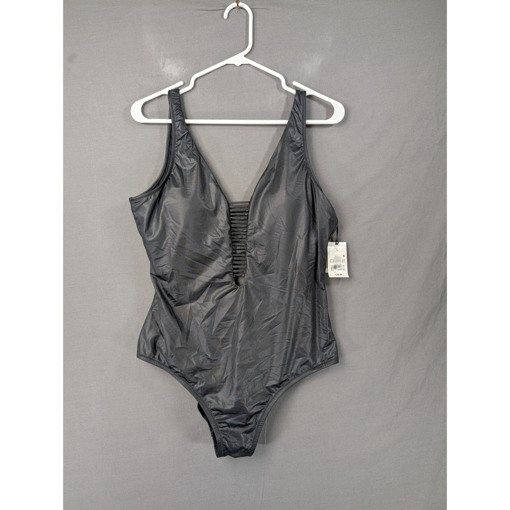 Target‎ Black Shimmer Ladder Front One Piece Swimsuit Size L 238104173